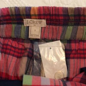J-Crew multicolor plaid shorts with tie.